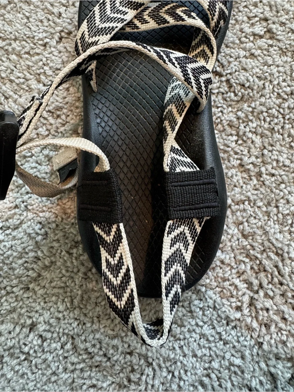 Chaco Z2 Women's Black Sandals with Adjustable Chevron Straps and Toe Loop